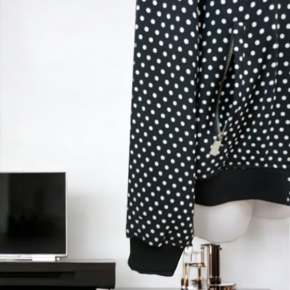 MICHAEL MICHAEL KORS Black White Polka Dot Bomber Jacket - Picture 11 of 16